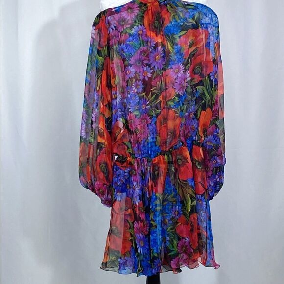 Dolce&Gabbana Floral Silk Chiffon Mini Dress size 38/ us size 2 - Picture 7 of 13